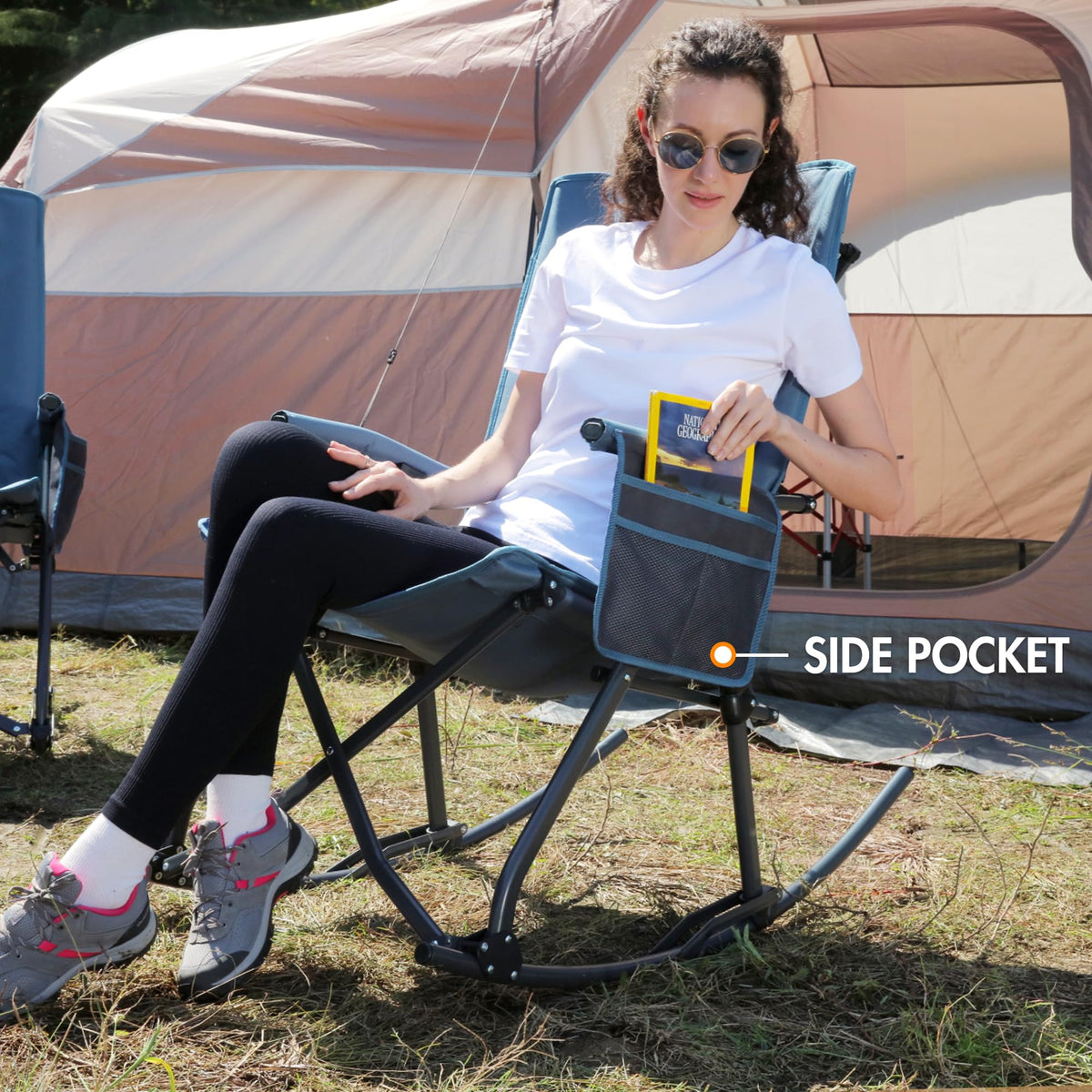 Portal portable outdoor chair suitable for camping, backyard, and events.