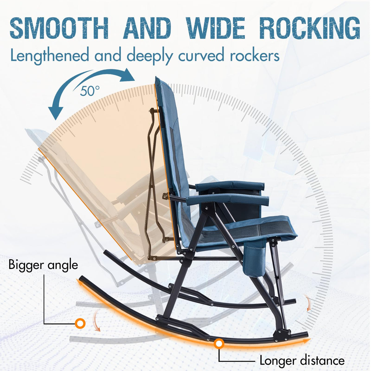 Portal rocking chair 29in mesh back provides breathable support on long sits.