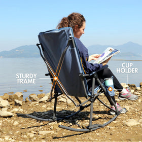 Portal rocking chair with carry bag for easy transport and compact storage.