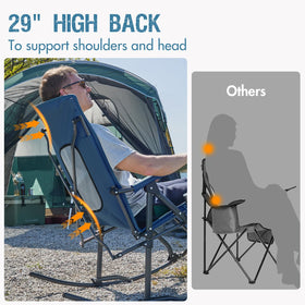 Portal rocking chair high-back with hard armrests ensures stable seating.