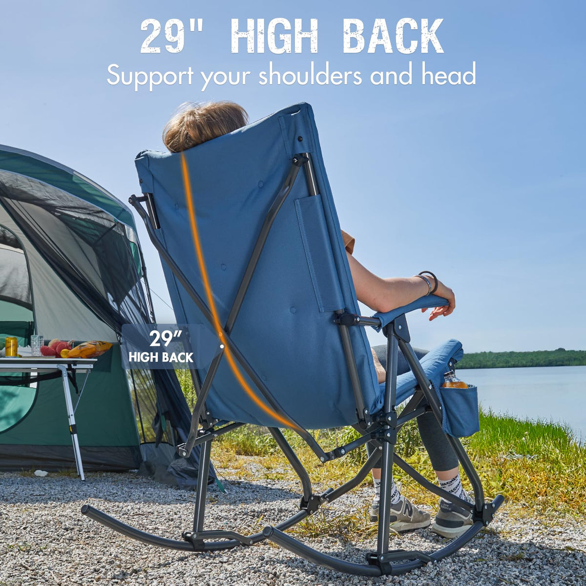 Portal rocking chair wide seat and stable base for outdoor lounging