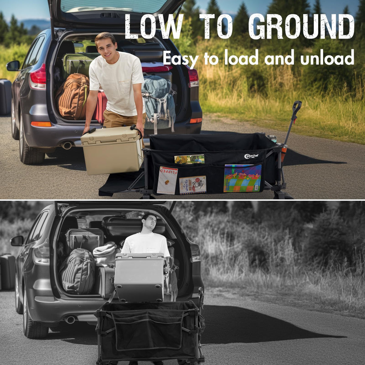 Portal wagon side pockets help separate small items.