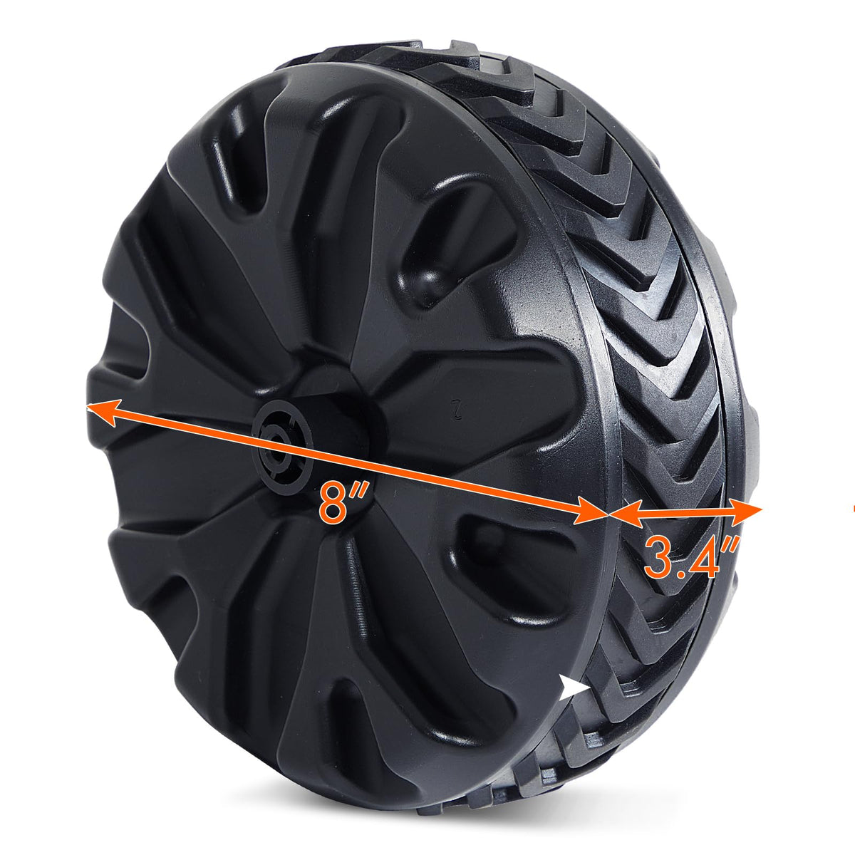 8in wagon wheel provides stable transport on uneven garden terrain