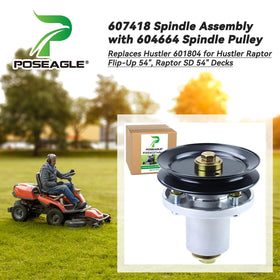 POSEAGLE 604664 pulley detail highlighting compatibility with Hustler spindles for reliable belt drive.