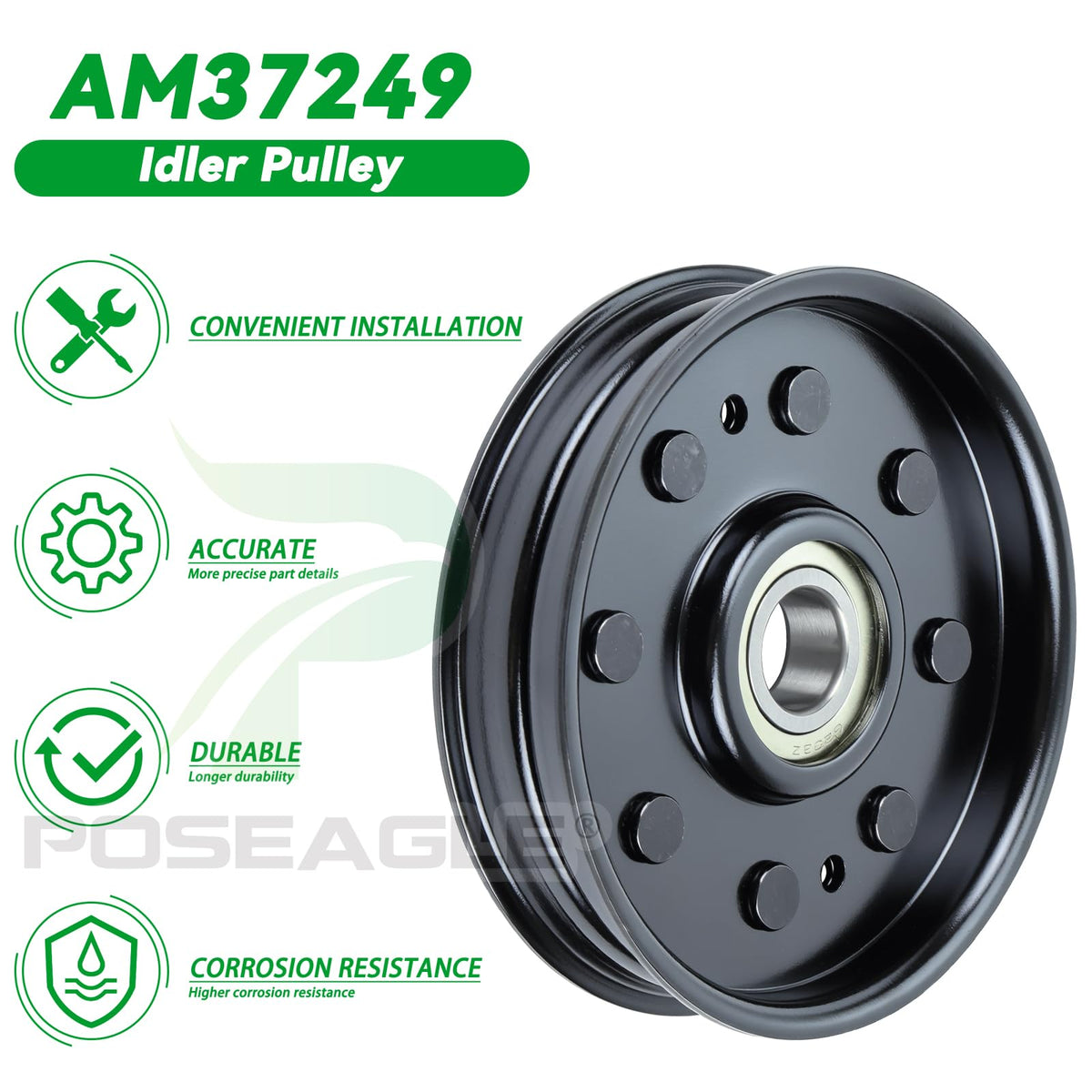 POSEAGLE AM37249 idler pulley fits a wide range of John Deere models