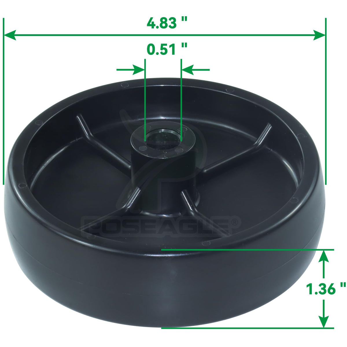 POSEAGLE deck wheel 41434 replacement with durable polypropylene for wear resistance.