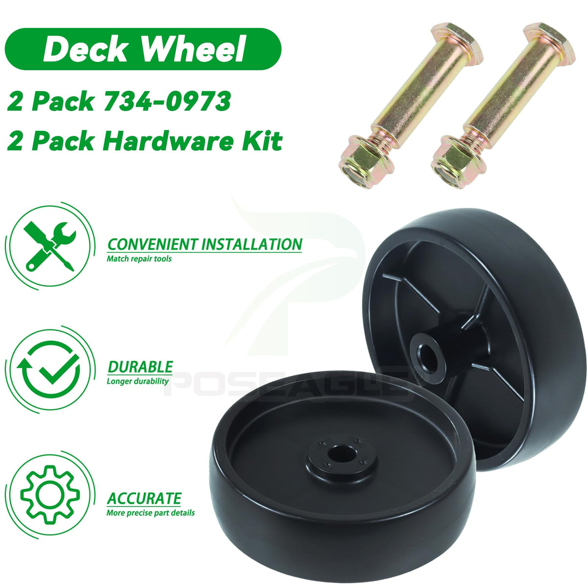 POSEAGLE deck wheel kit includes hardware for quick installation.