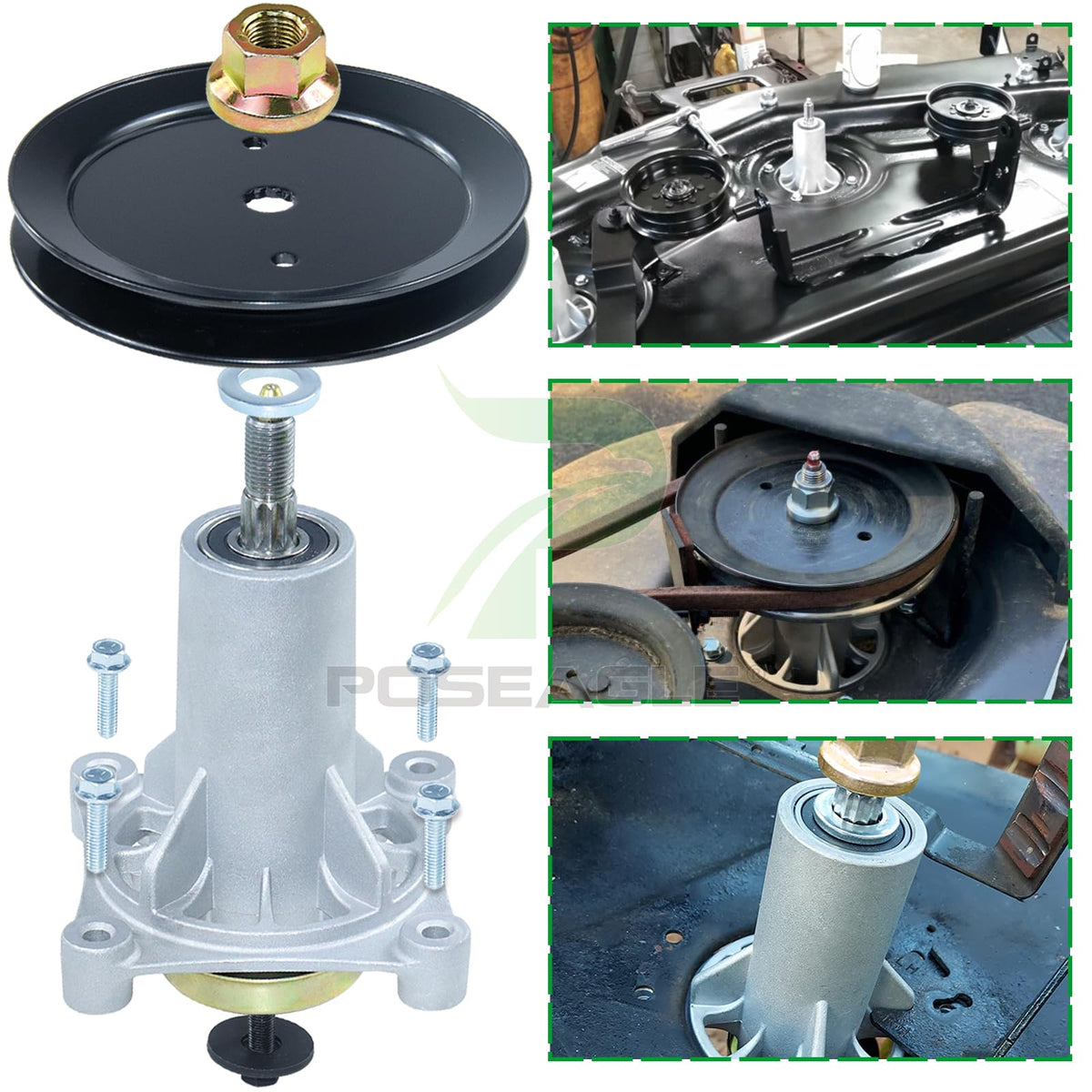 POSEAGLE durable spindle component for steady mowing performance.