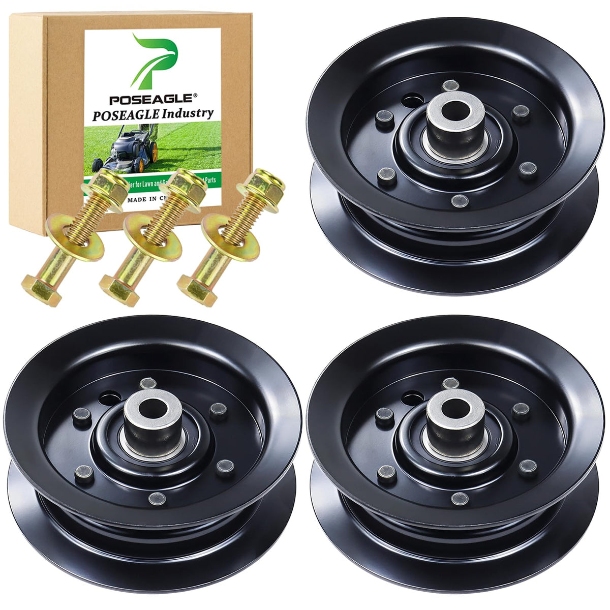 POSEAGLE flat idler pulley 132-9420 close-up showing smooth belt surface and stability