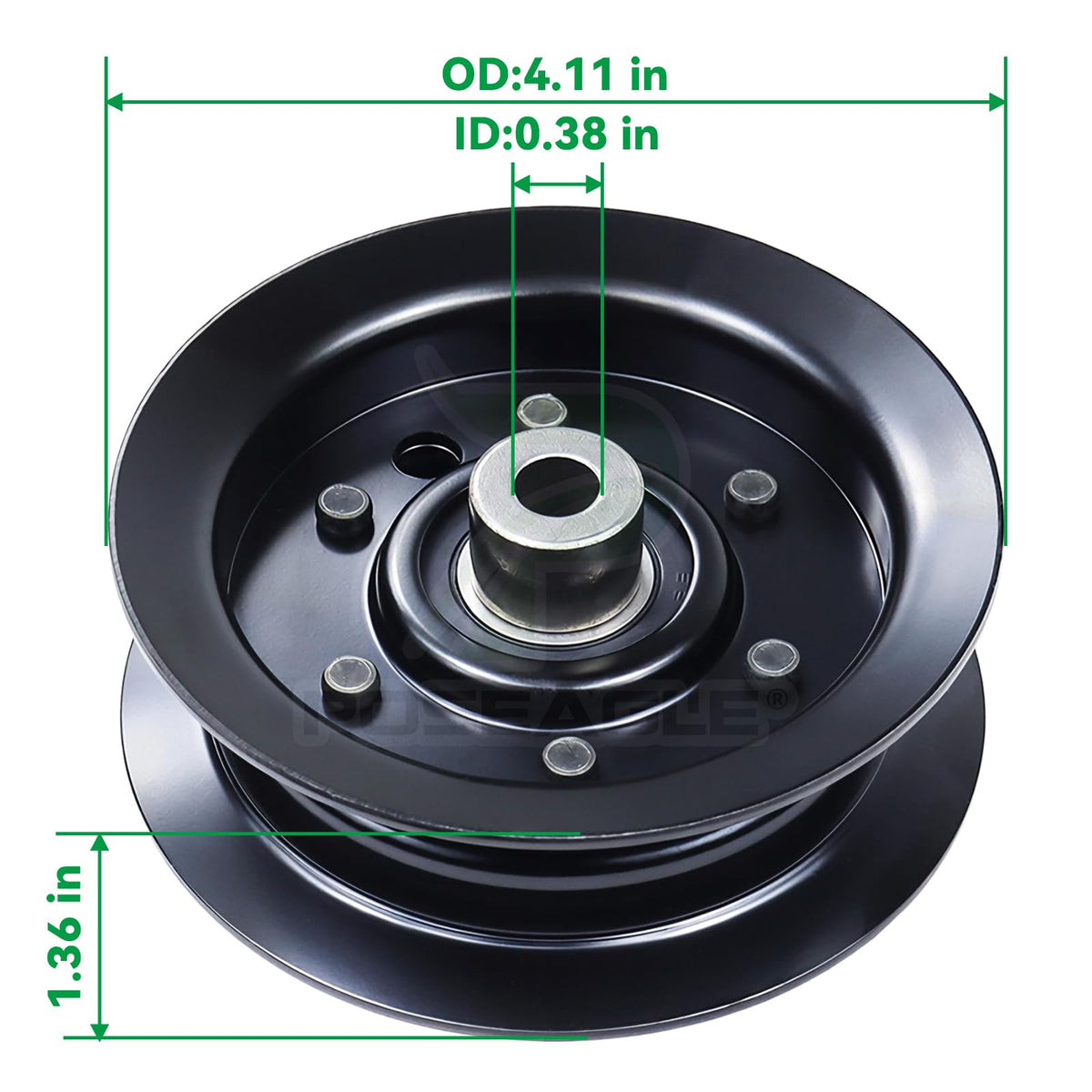 POSEAGLE flat idler pulley view highlighting precision machining for reliable operation