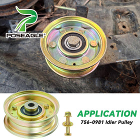 POSEAGLE precision-machined pulley; minimizes vibration for smoother mowing.