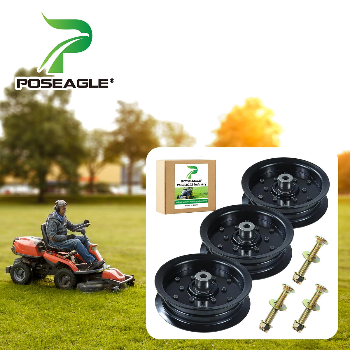 POSEAGLE idler pulley 532197379 ensures steady belt tracking during mowing