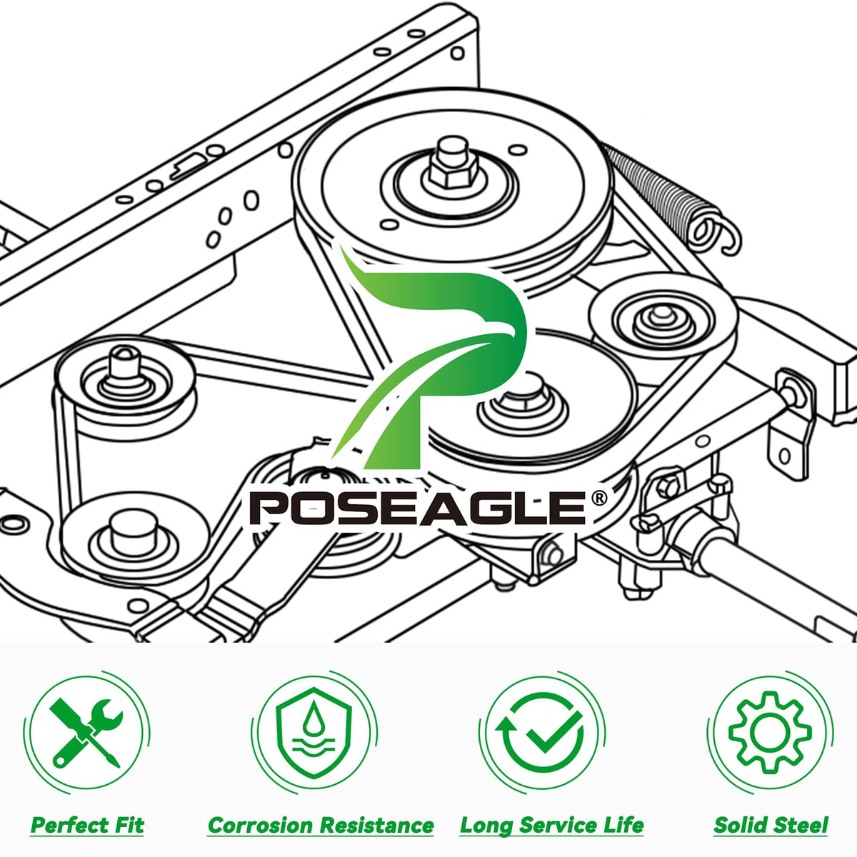 POSEAGLE deck-system-support idler aligns with Husqvarna and Craftsman decks