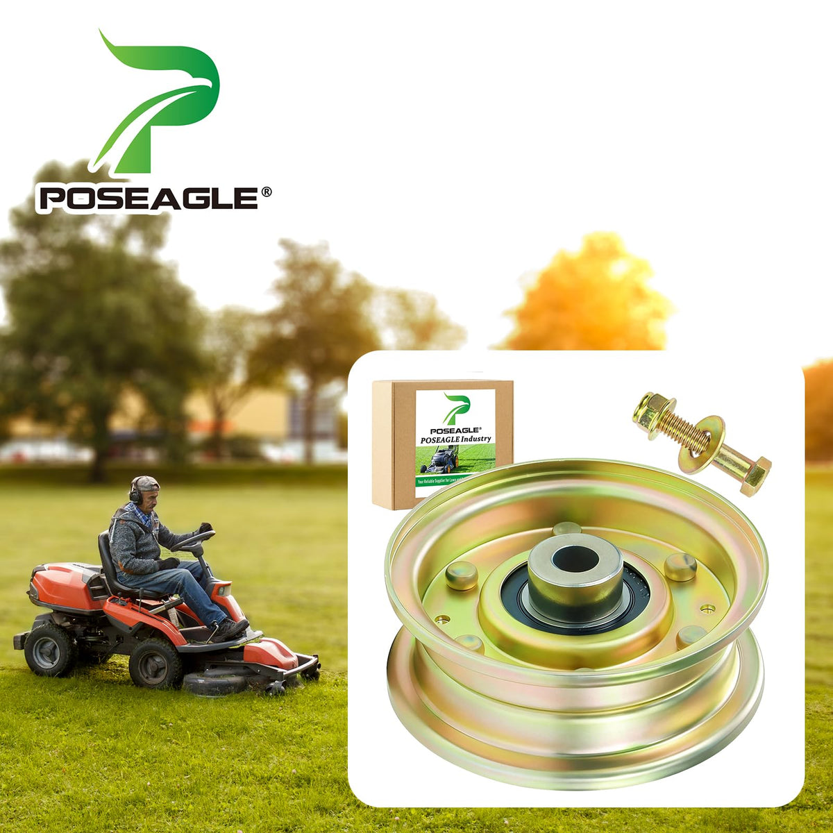 POSEAGLE idler pulley flat 756-0981 for MTD/Toro; improves belt alignment.