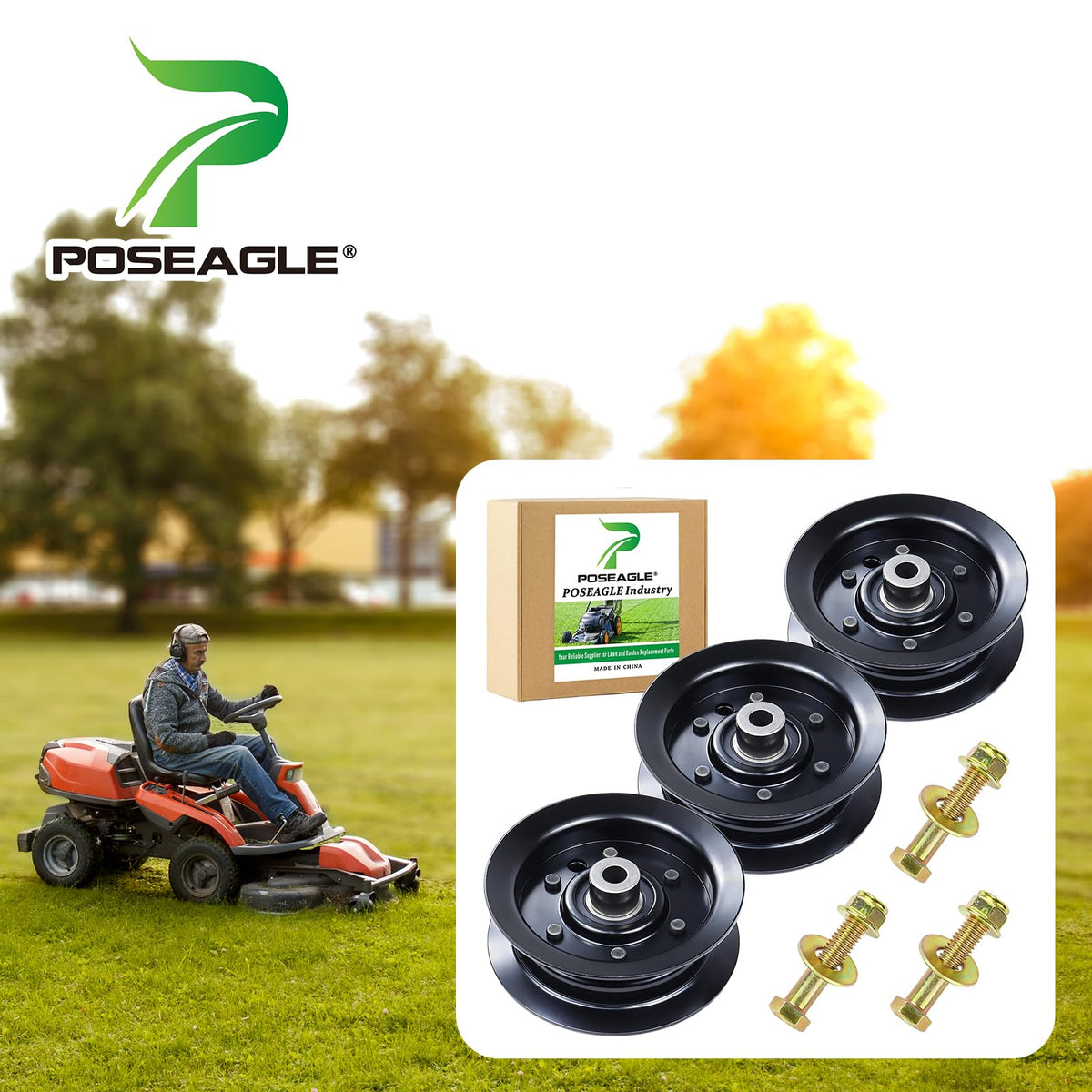 POSEAGLE replacement idler pulley for Toro 106-2175 with improved belt tracking