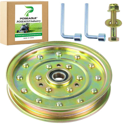 POSEAGLE idler pulley side view showcases durable steel build for long-lasting performance