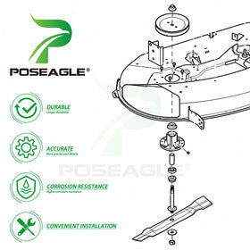 POSEAGLE spindle kit installed on a John Deere tractor during a maintenance scene.