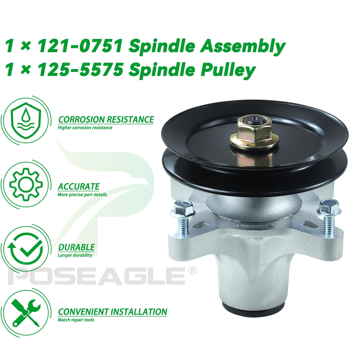 POSEAGLE mower-deck packaging with clear labeling for easy storage.