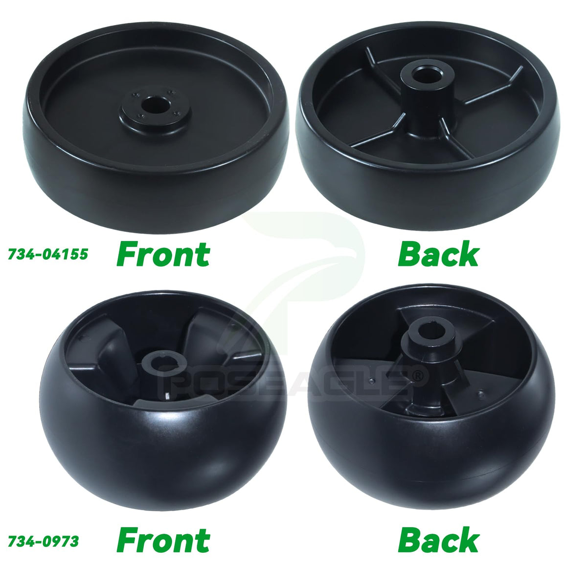 Premium polypropylene deck wheel material resists wear and heat