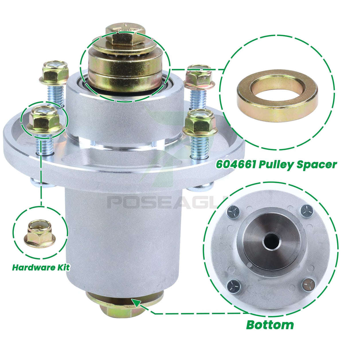 POSEAGLE compatible with Hustler Raptor SD 54-inch variants for secure deck operation.