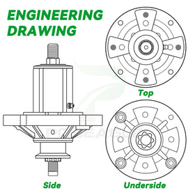 POSEAGLE 42-inch deck spindle suitable for residential mowing tasks.