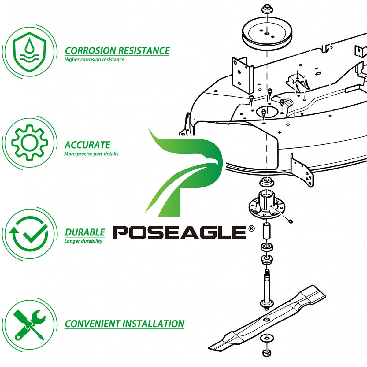 POSEAGLE spindle assembly ready for installation shows quick setup potential