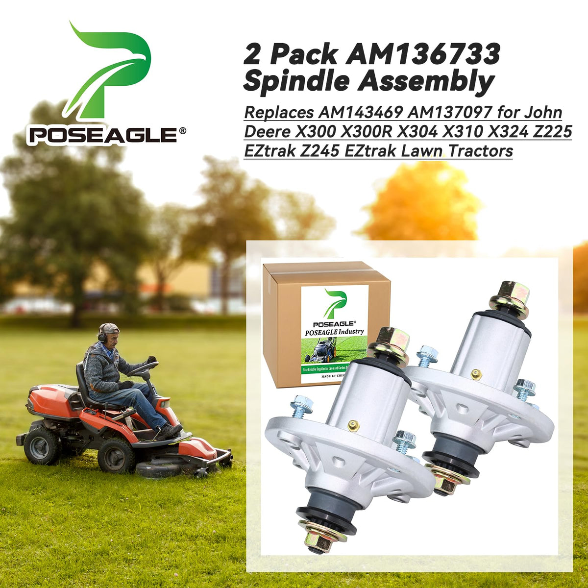 POSEAGLE spindle assembly replacement pack shows precise fit for easy installation.