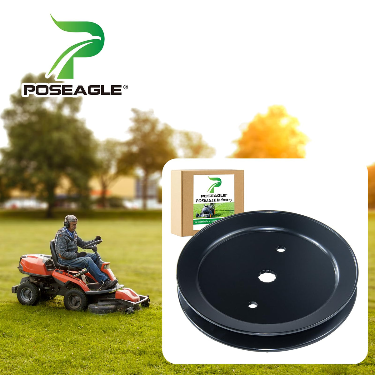 POSEAGLE steel construction pulley for durability in mowing