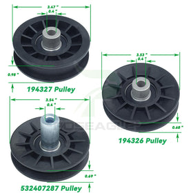 POSEAGLE V-Groove Idler Pulley 532407287 supports durable lawn tractor drivetrains.