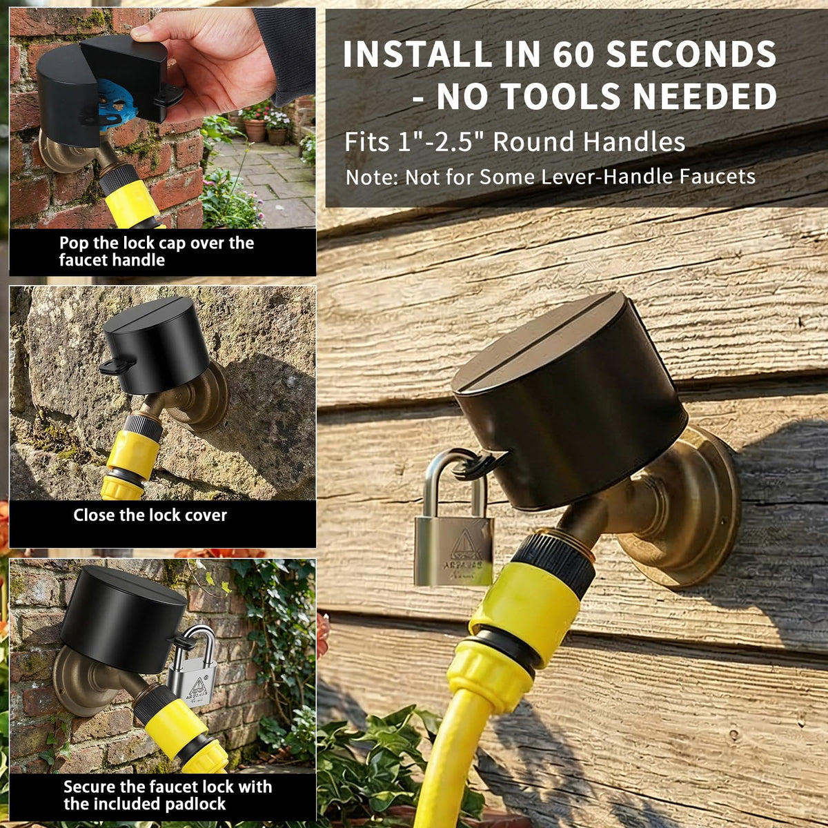 Posnaland universal-fit spigot demonstrates compatibility with common garden faucets