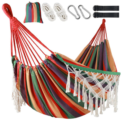 Posprica Brazilian-style double hammock fringe for outdoor lounging and stylish backyard vibes
