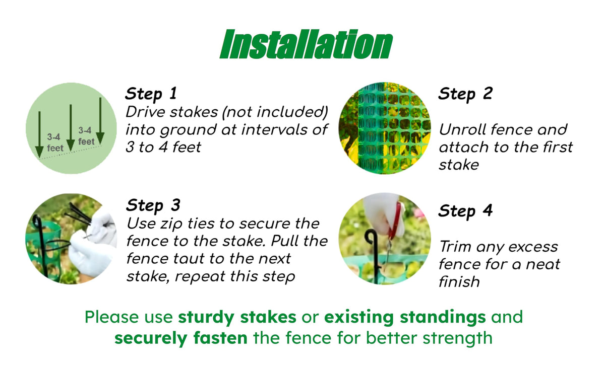 PotatoLife easy install fence attached to a post for quick setup.