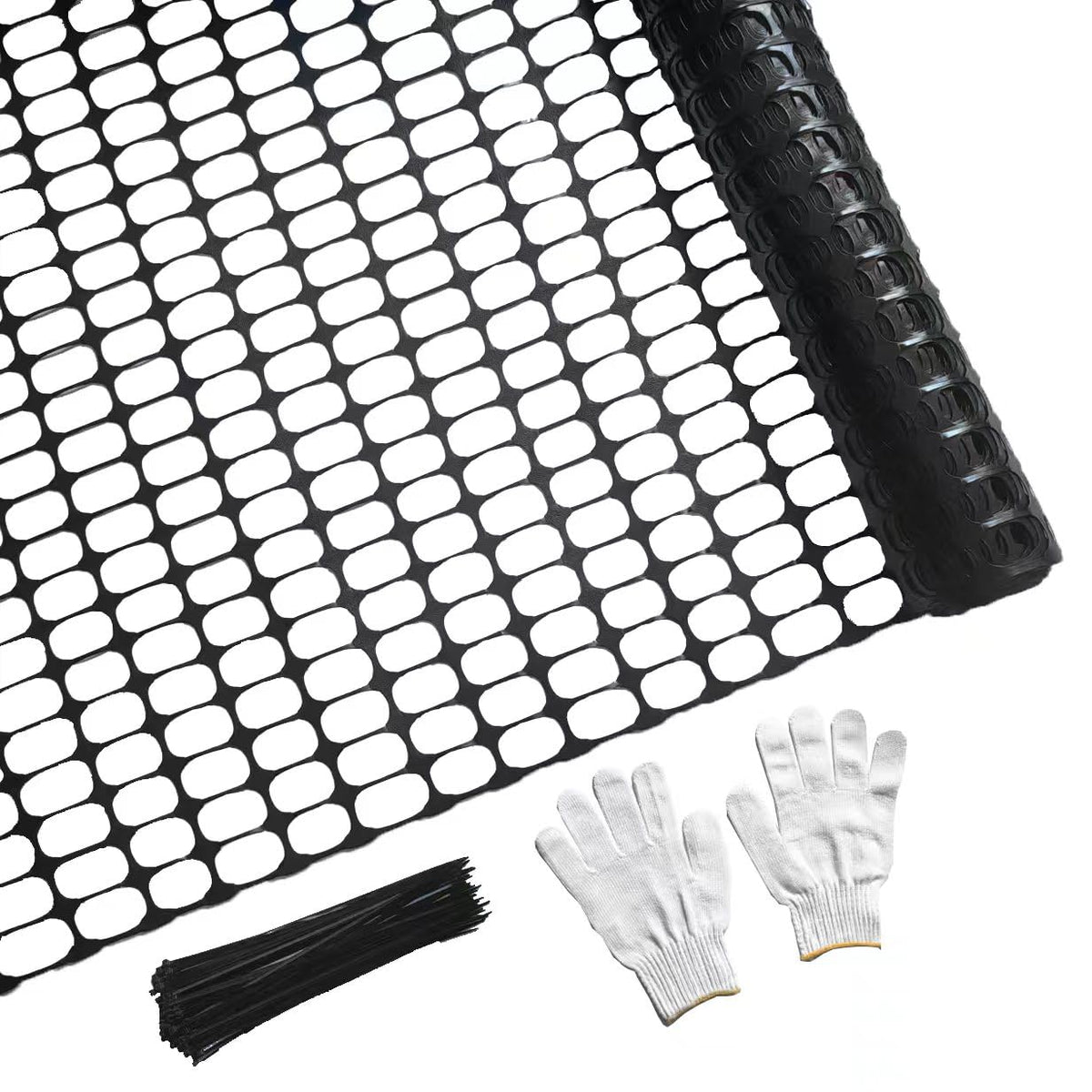 PotatoLife mesh fence roll 4x50 securing a temporary garden barrier