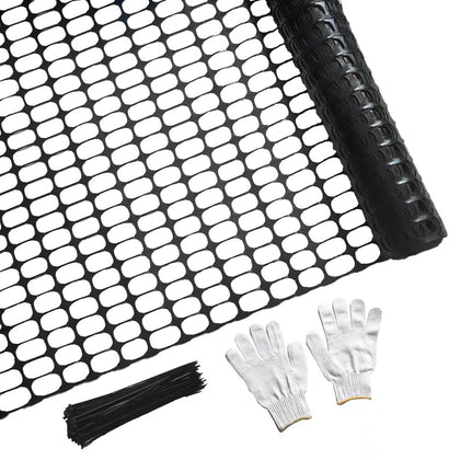PotatoLife mesh fence roll 4x50 securing a temporary garden barrier