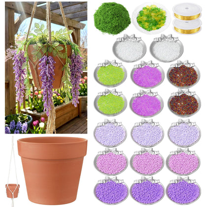 Potchen wisteria beaded planter assembly for a DIY decor project