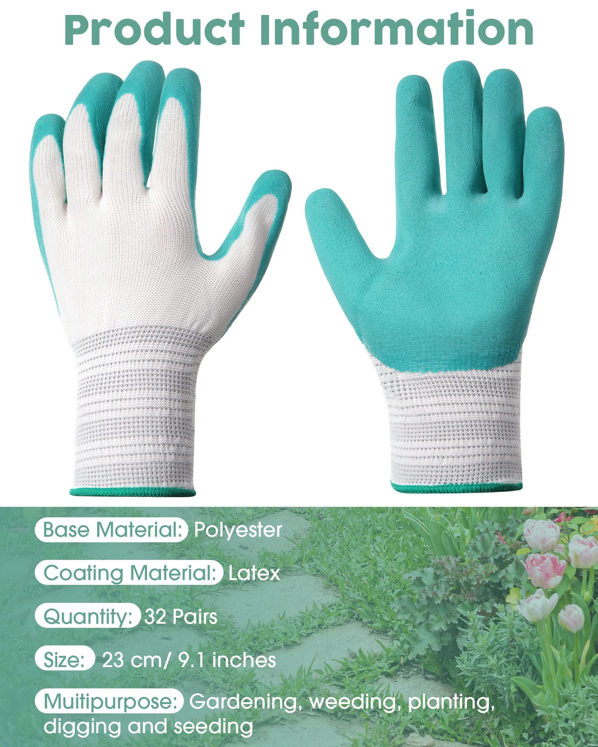 Potchen women's garden gloves with red palm coating for dexterous handling