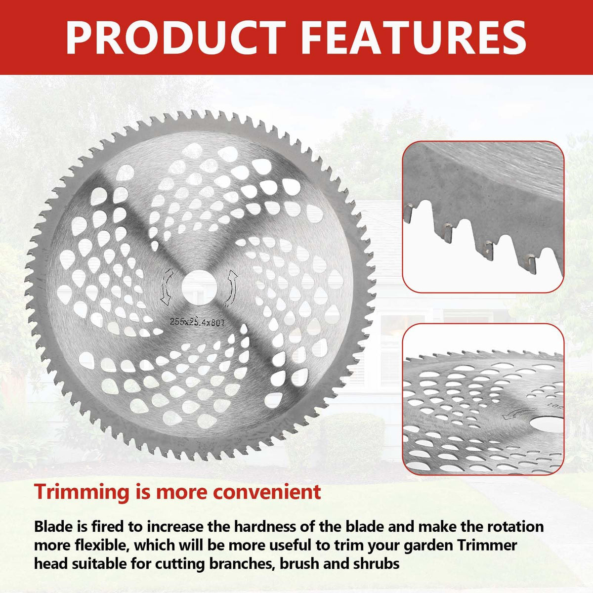 Potiarey carbide tipped blades 9x36 teeth for dense brush clearing.