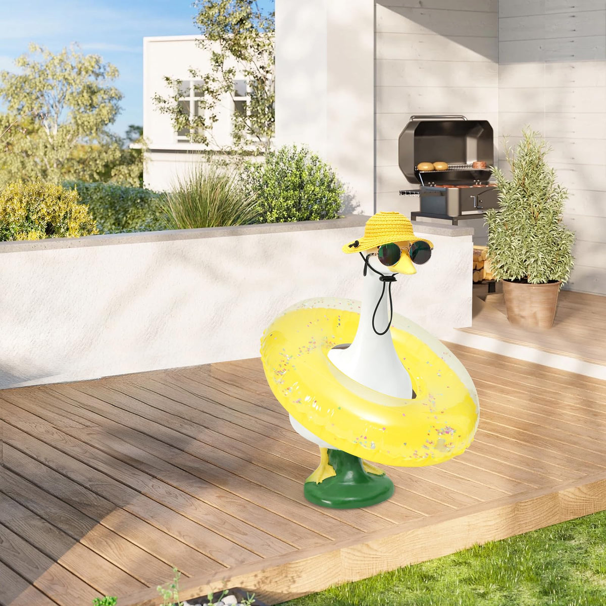 potidure 23-inch goose decor set is easy to install on cement statues.