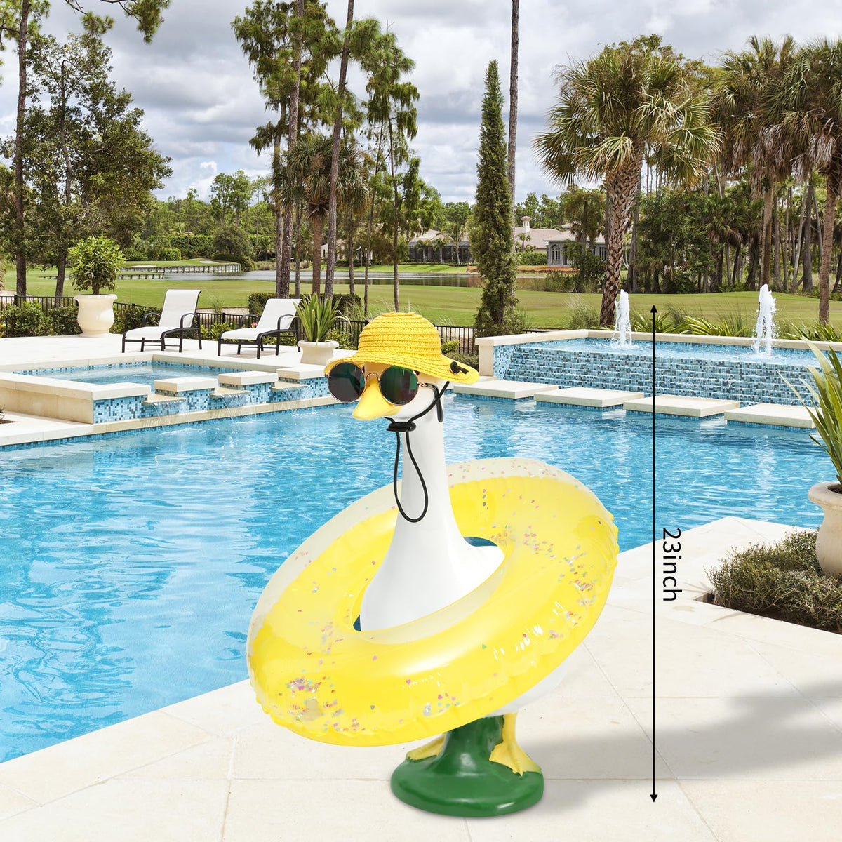 potidure hawaiian design goose costume brightens outdoor spaces.