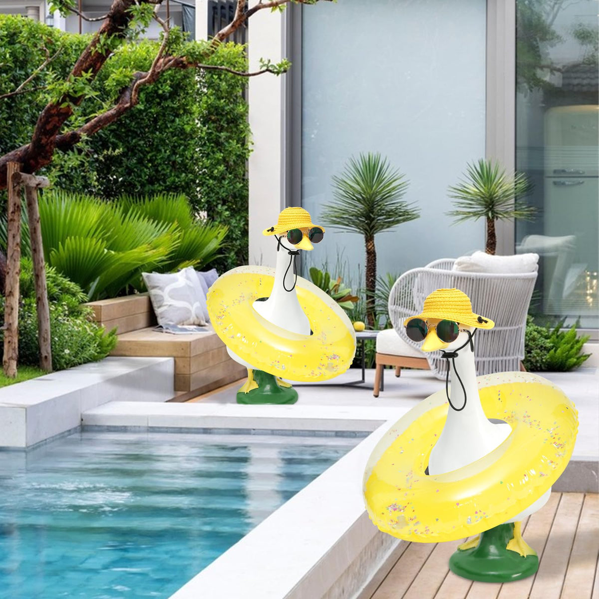potidure summer garden goose costume enhances any pool or patio party.