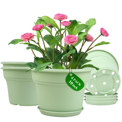 Pottiffe 10-inch plastic flower pot front view, ideal for indoor and outdoor use.
