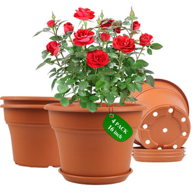 Pottiffe 16-inch plastic flower pot for indoor and outdoor use, sturdy and weather-resistant.