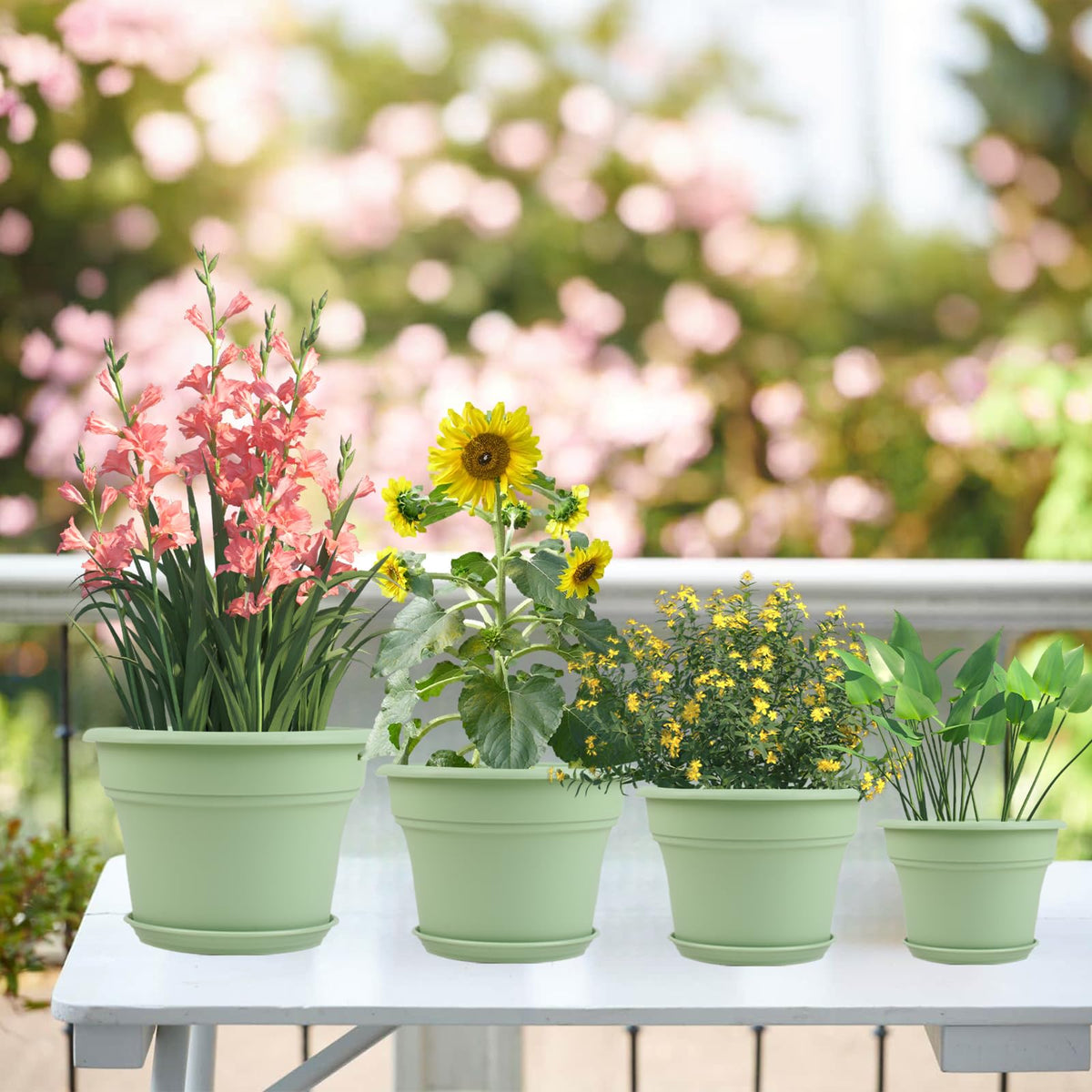 Pottiffe weather resistant plastic pot withstands sun and cold conditions.