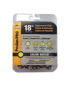 Poulan original chain packaging highlights OEM replacement part for compatible Poulan saws.