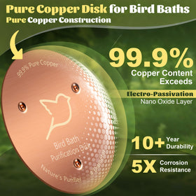 POUMEE pack of three copper disks for easy outdoor bird bath maintenance