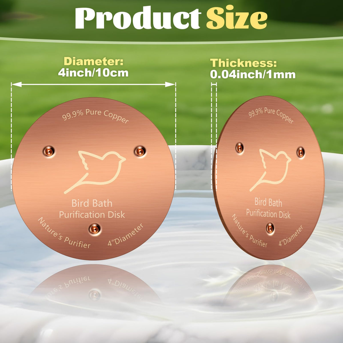 POUMEE all-season copper disk designed to endure outdoor use.