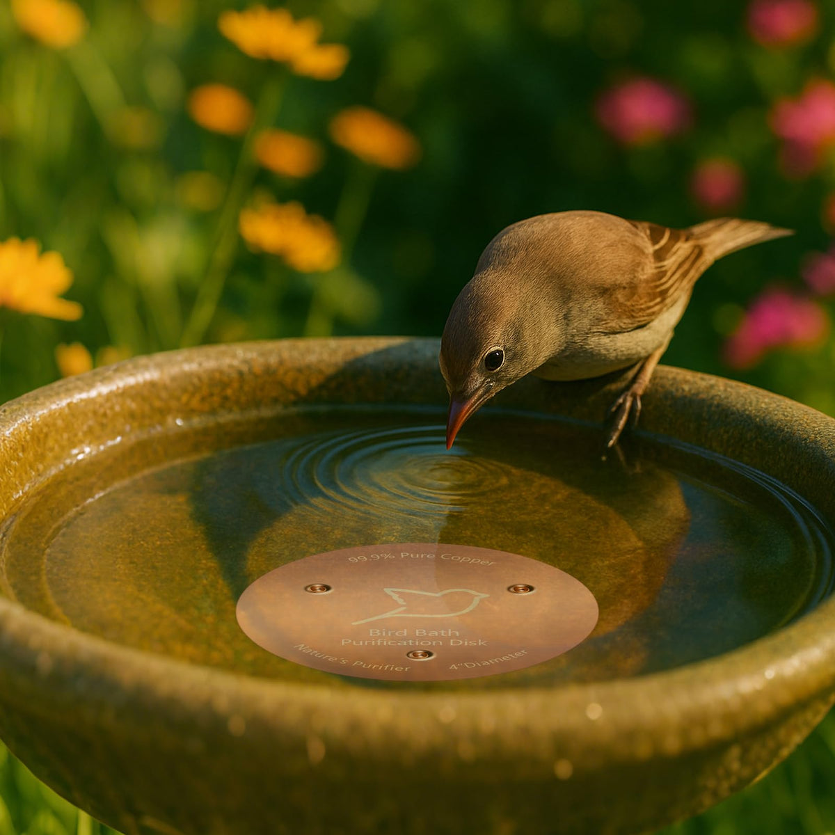 POUMEE disk sits flat in a bowl, reducing movement and splashing.