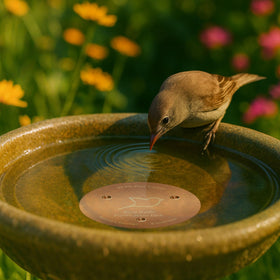 POUMEE disk sits flat in a bowl, reducing movement and splashing.