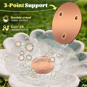 POUMEE submerged copper disk promotes natural water clarity without chemicals