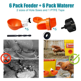 Poutilor water cups provide steady fresh water for the flock